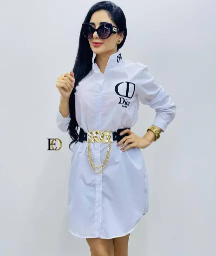 [Robe chemise Bche-20009] Robe chemise blanche